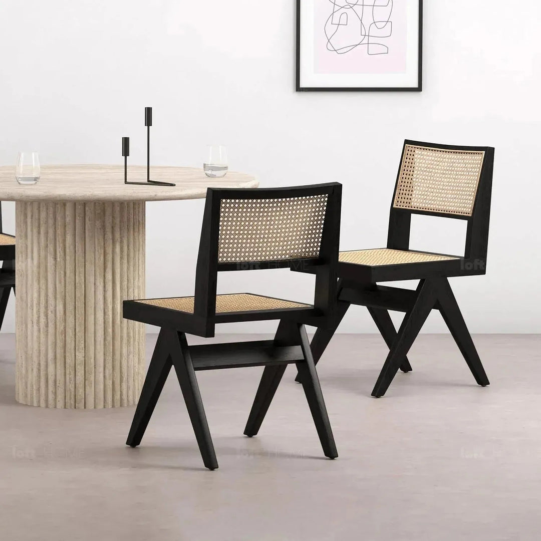 Scandinavian Rattan Dining Chair JEANNERET