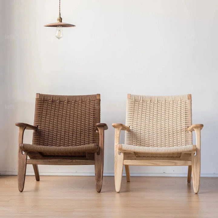 Japandi Wood Woven Rope 1 Seater Sofa CH25