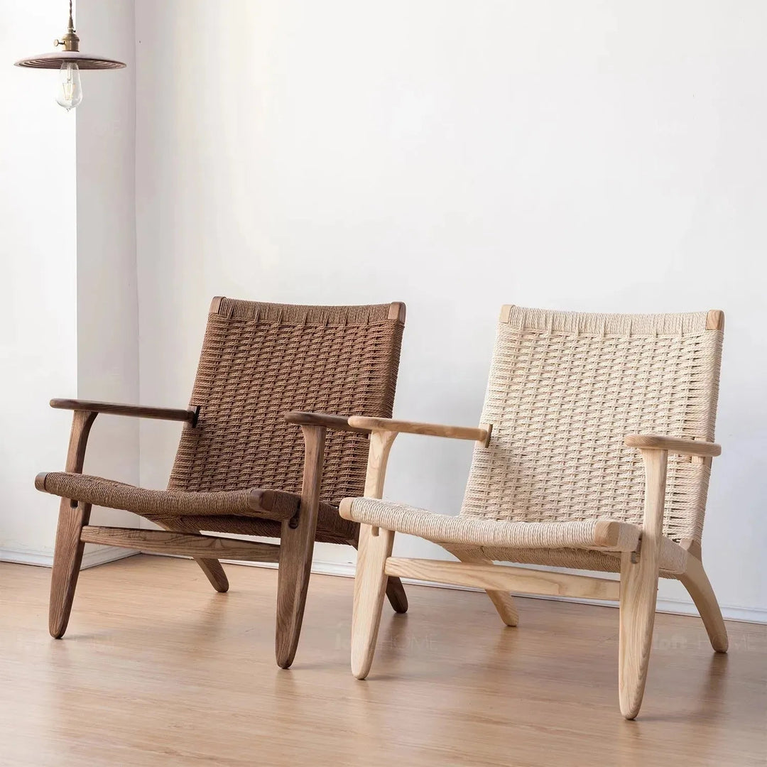 Japandi Wood Woven Rope 1 Seater Sofa CH25