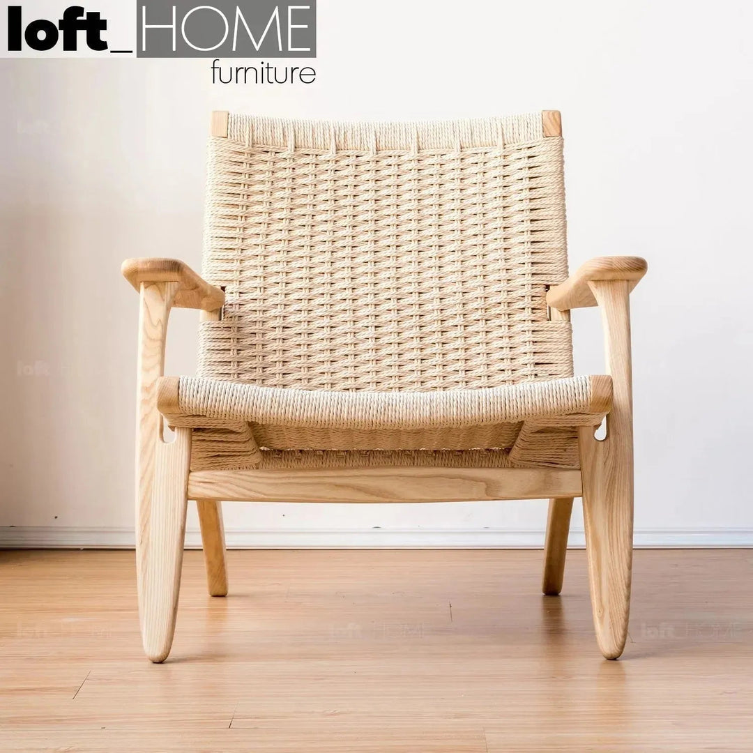 Japandi Wood Woven Rope 1 Seater Sofa CH25