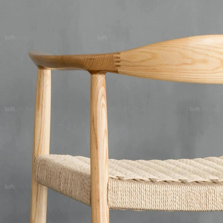 Japandi wood woven rope dining chair kennedy detail 7.