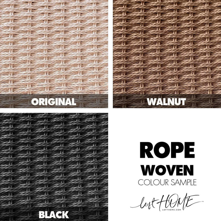 Japandi wood woven rope dining chair kennedy material variants.