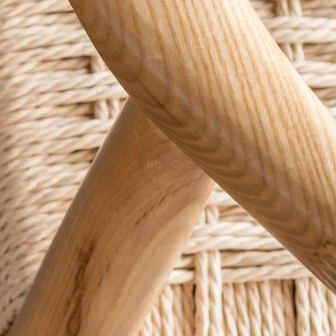 Japandi wood woven rope dining chair kennedy detail 4.