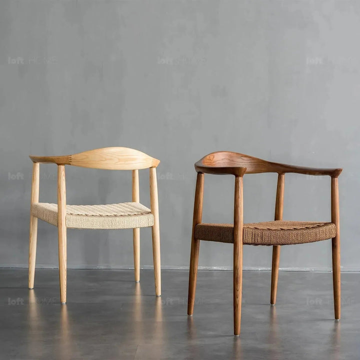 Japandi wood woven rope dining chair kennedy in real life style.