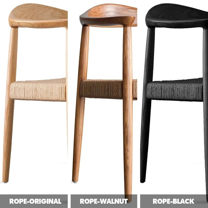 Japandi wood woven rope dining chair kennedy color swatches.