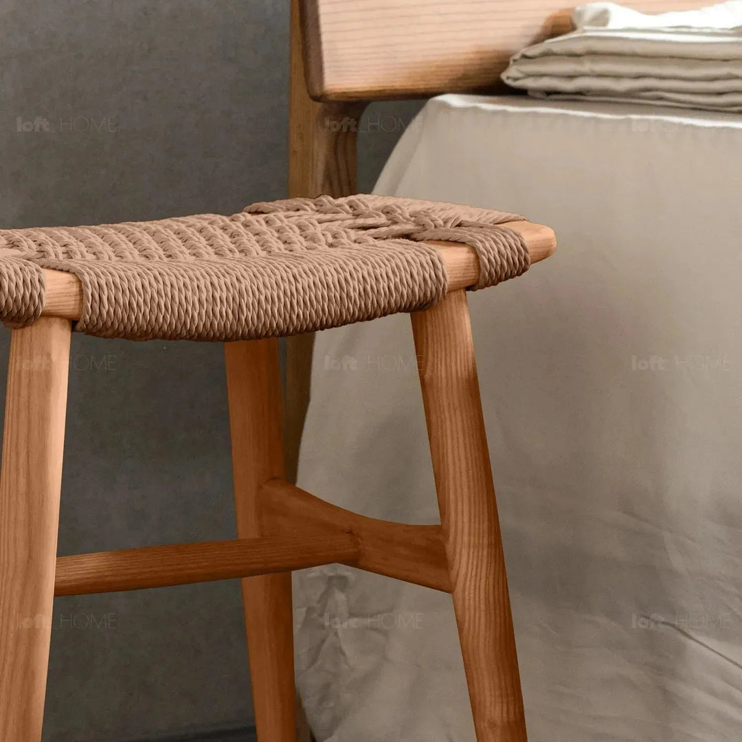 Japandi Wood Woven Rope Dining Stool WOVEN