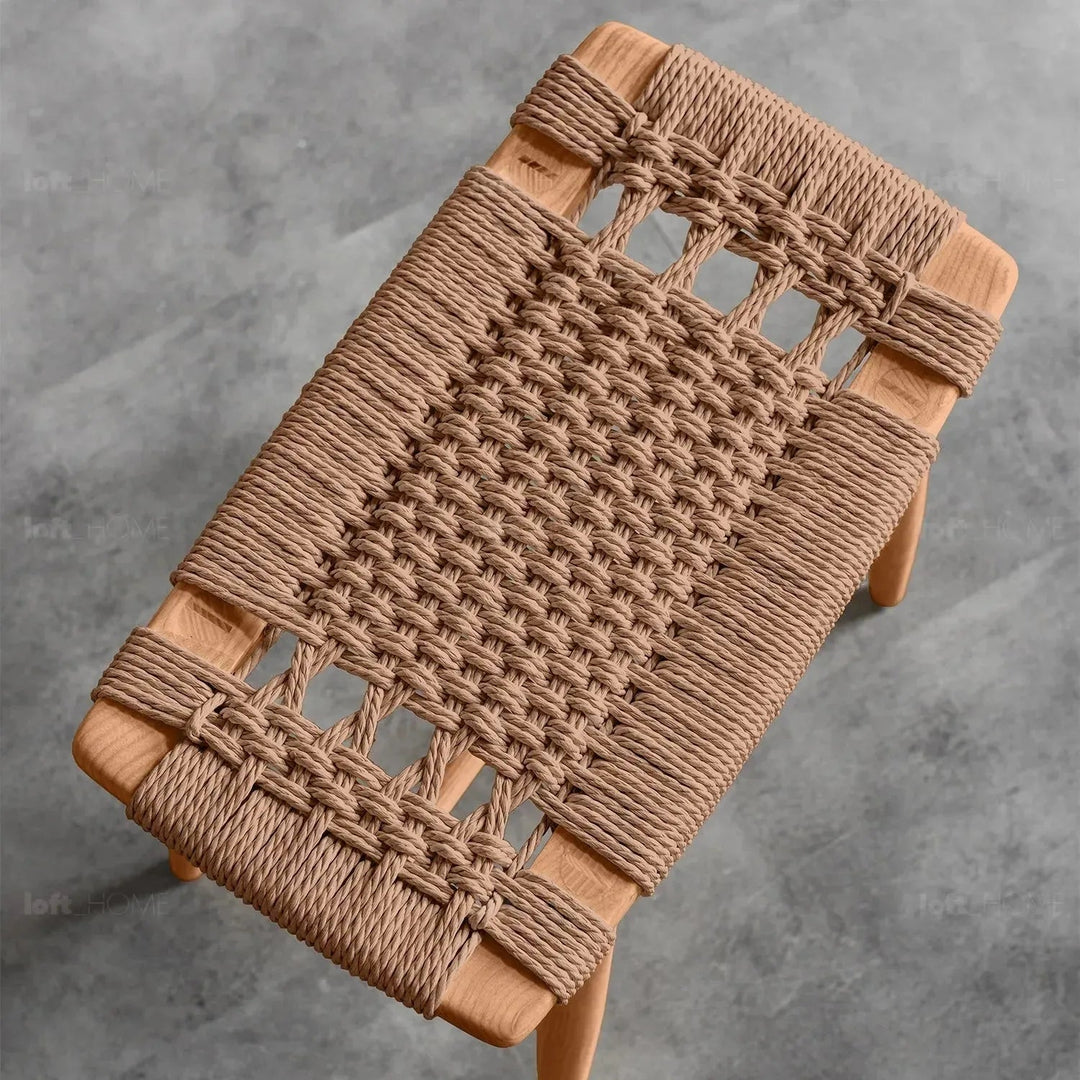 Japandi Wood Woven Rope Dining Stool WOVEN