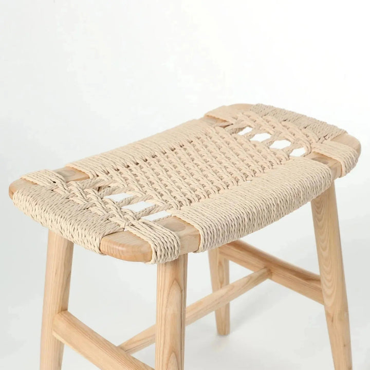 Japandi Wood Woven Rope Dining Stool WOVEN