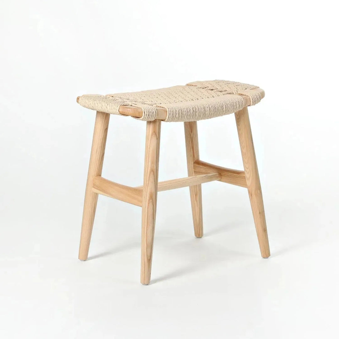 Japandi Wood Woven Rope Dining Stool WOVEN