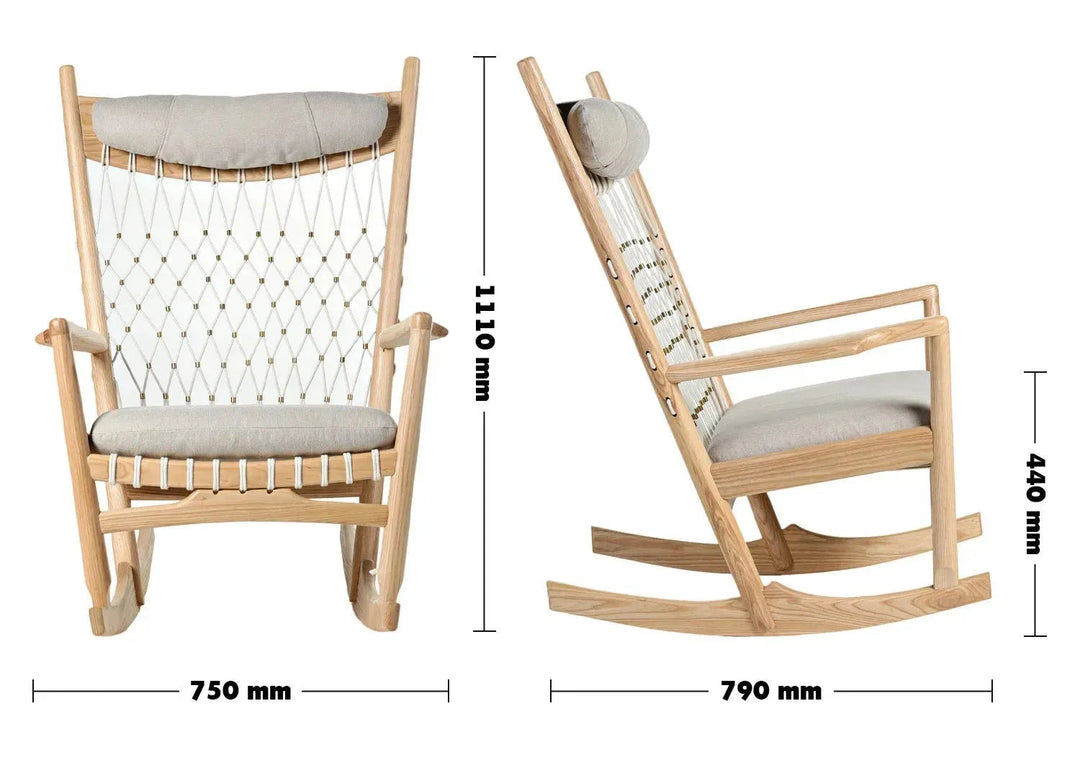 Japandi Rope Woven Rocking Chair HANS WEGNER