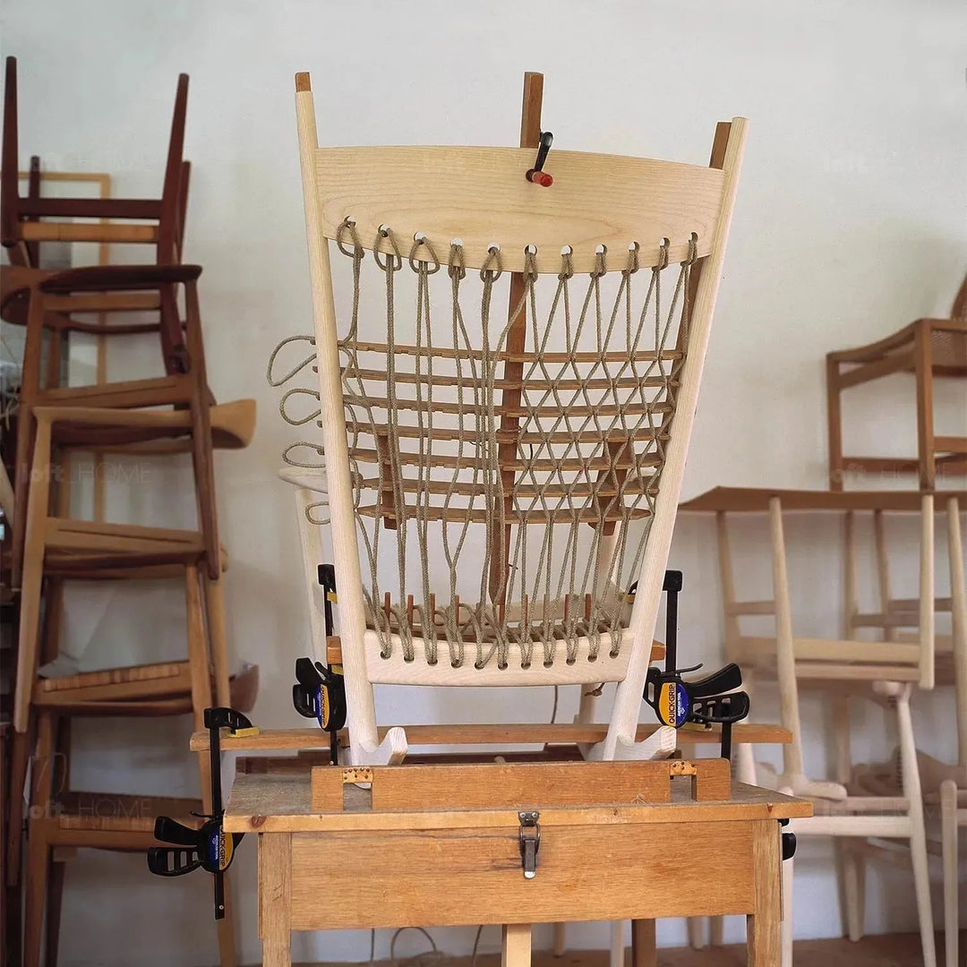 Japandi Rope Woven Rocking Chair HANS WEGNER