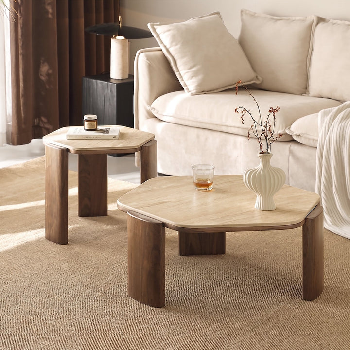 Japandi sintered stone coffee table set silence primary product view.