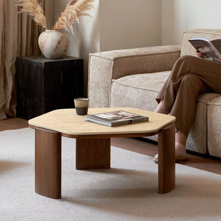 Japandi sintered stone coffee table set silence with context.