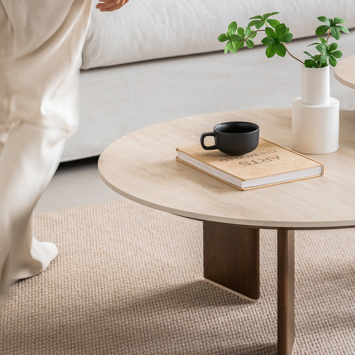 Japandi sintered stone coffee table set vale in real life style.