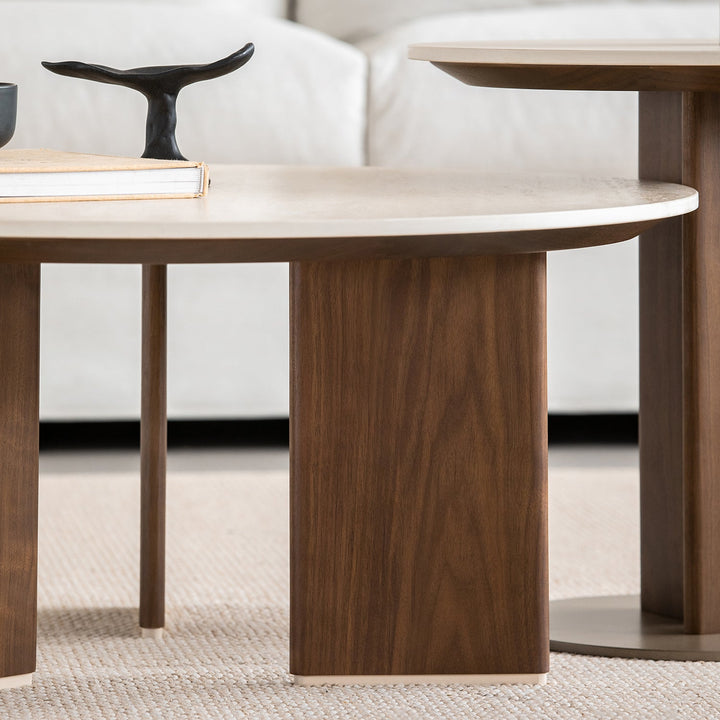 Japandi sintered stone coffee table set vale with context.