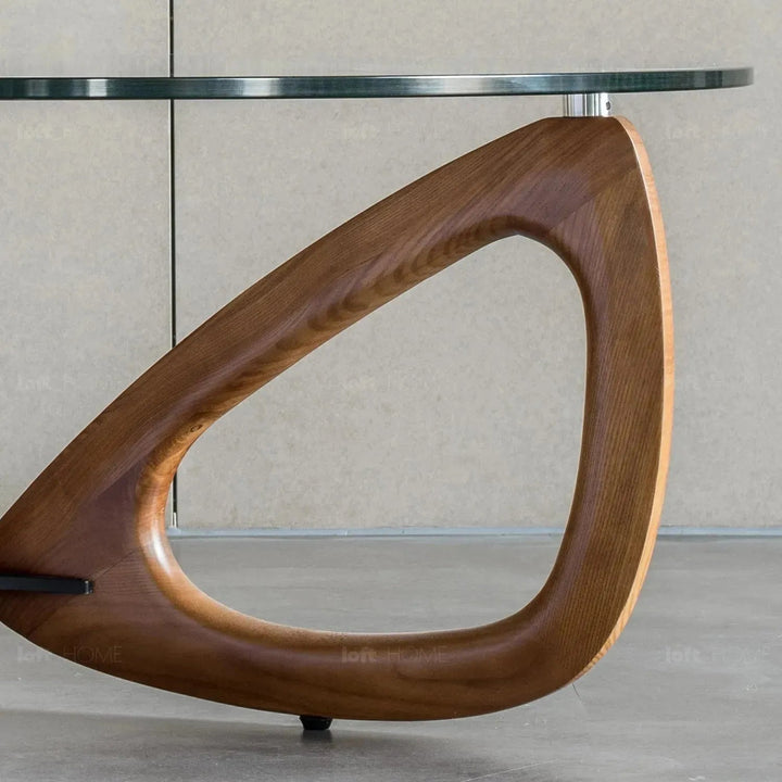 Japandi tempered glass coffee table petal environmental situation.