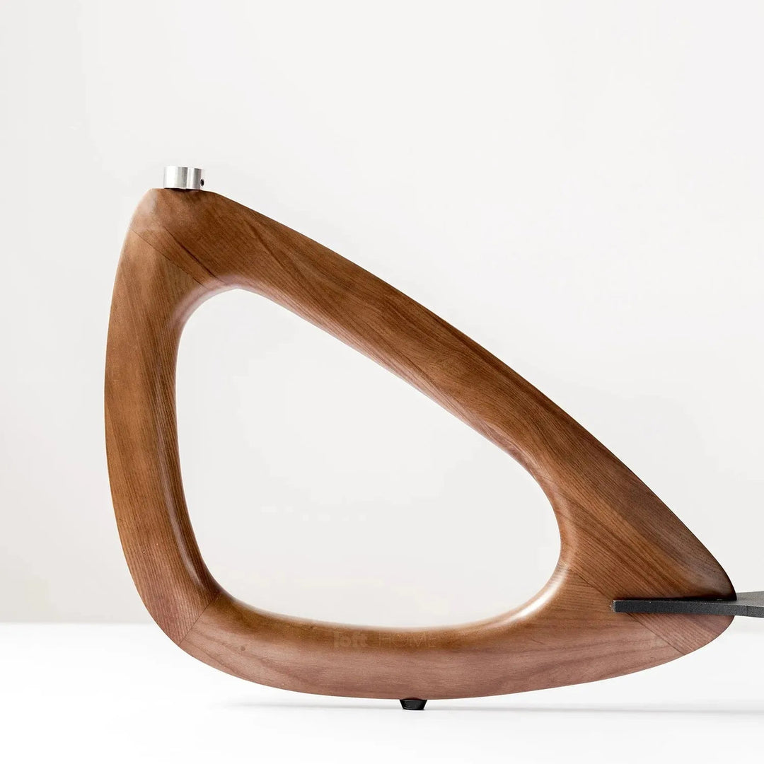 Japandi tempered glass coffee table petal with context.