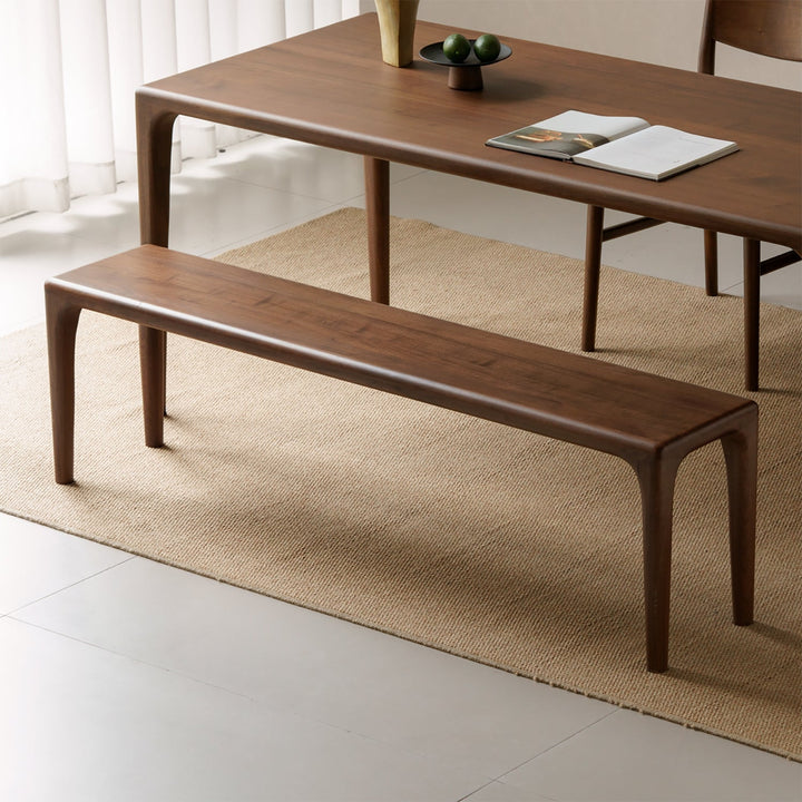Japandi walnut wood dining bench conti size charts.