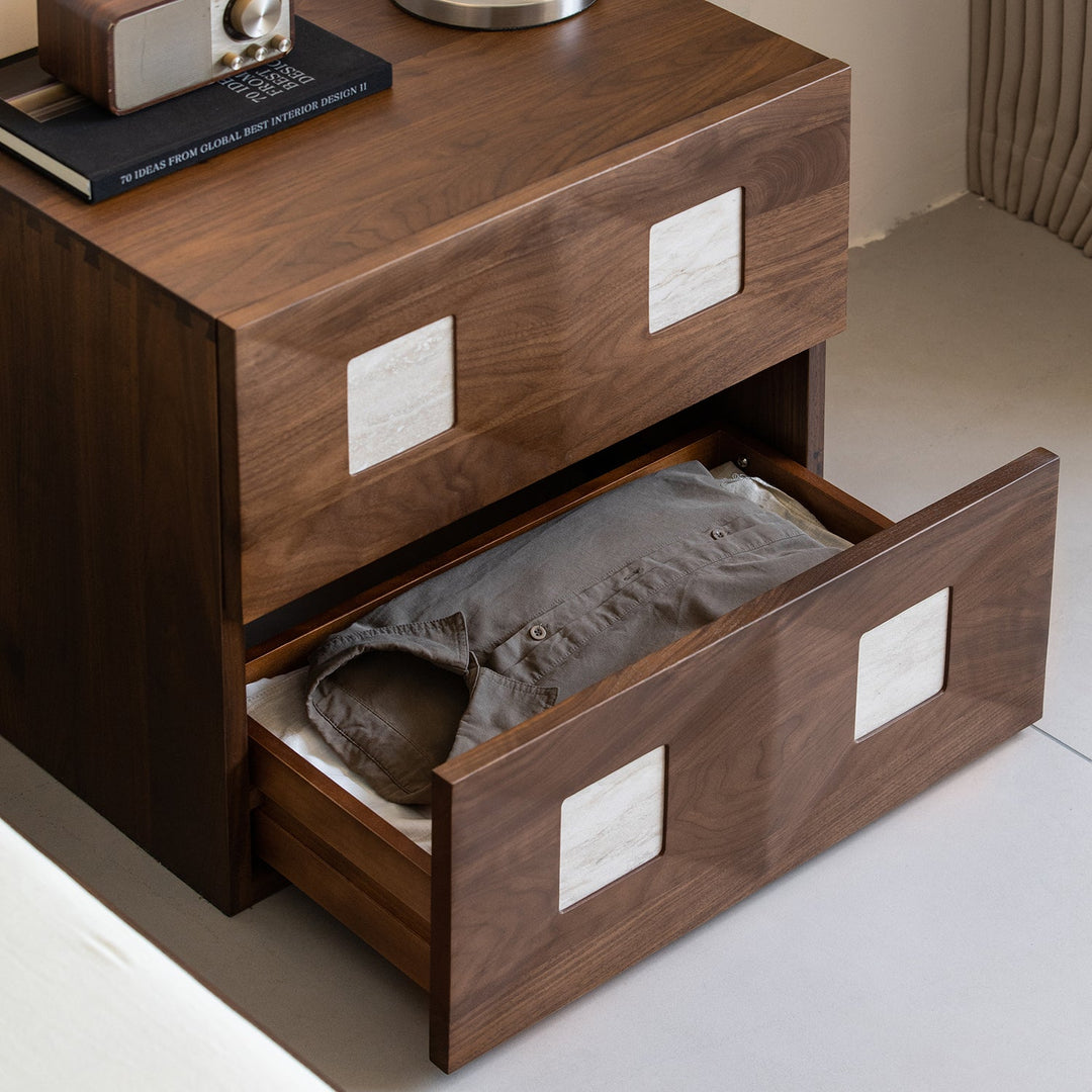 Japandi walnut wood modular cabinet solo conceptual design.