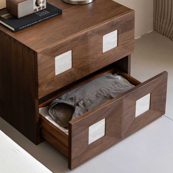 Japandi walnut wood modular cabinet solo conceptual design.