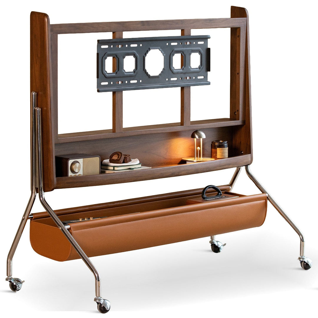 Japandi walnut wood tv hanger sereno detail 5.