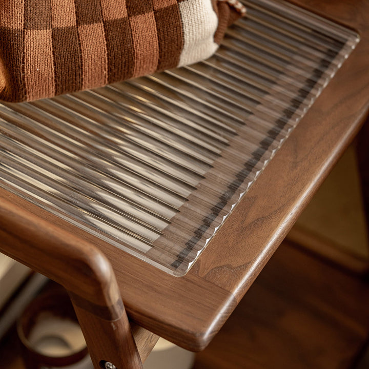 Japandi Walnut Wood Wheeled Trolley Side Table YOYO