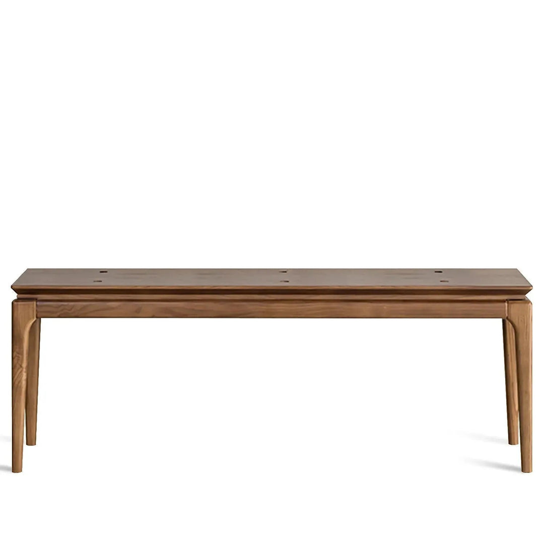 Japandi wood dining bench adeline in white background.