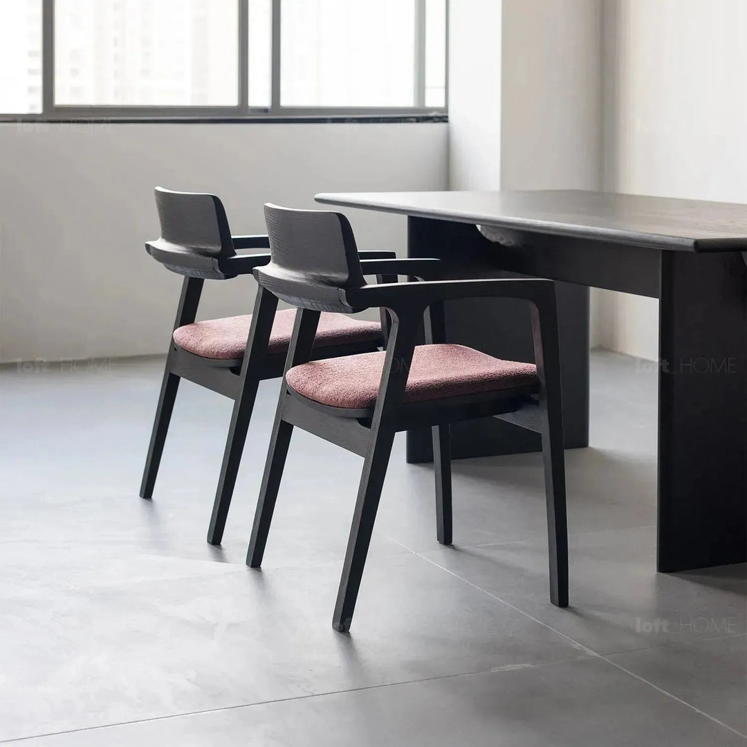 Japandi wood dining chair cuddy color swatches.