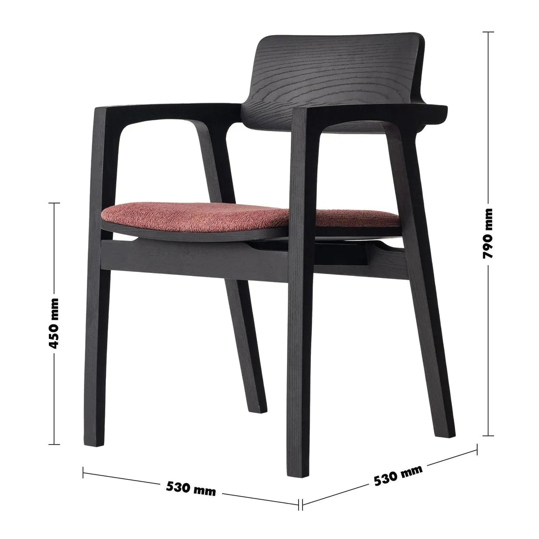 Japandi wood dining chair cuddy size charts.