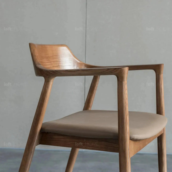Japandi wood dining chair hiroshima in still life.