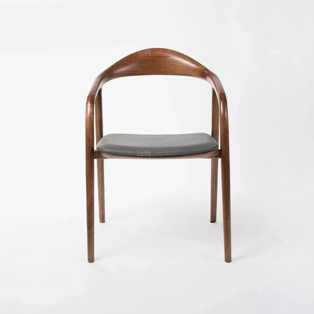 Japandi wood dining chair neum in still life.