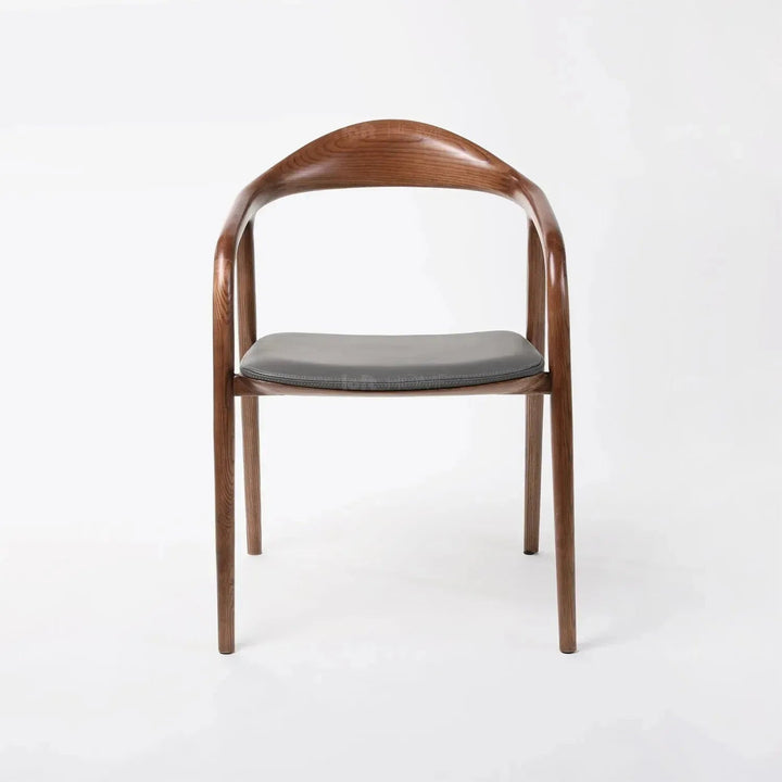 Japandi wood dining chair neum in still life.