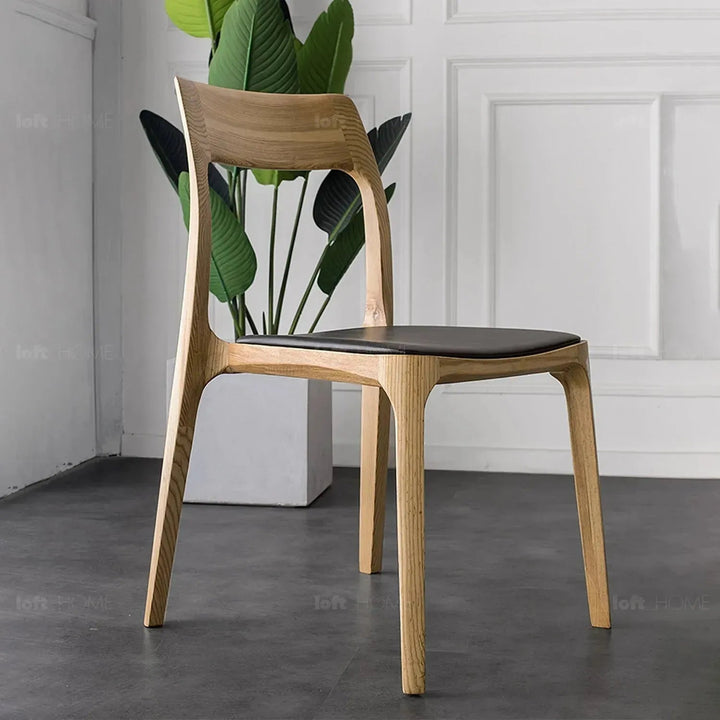 Japandi wood dining chair sleek detail 6.