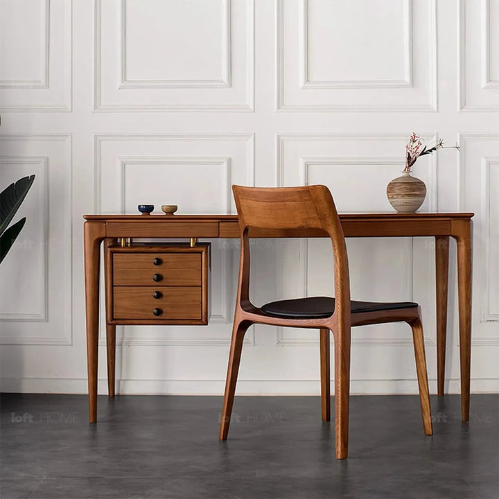 Japandi wood dining chair sleek detail 1.