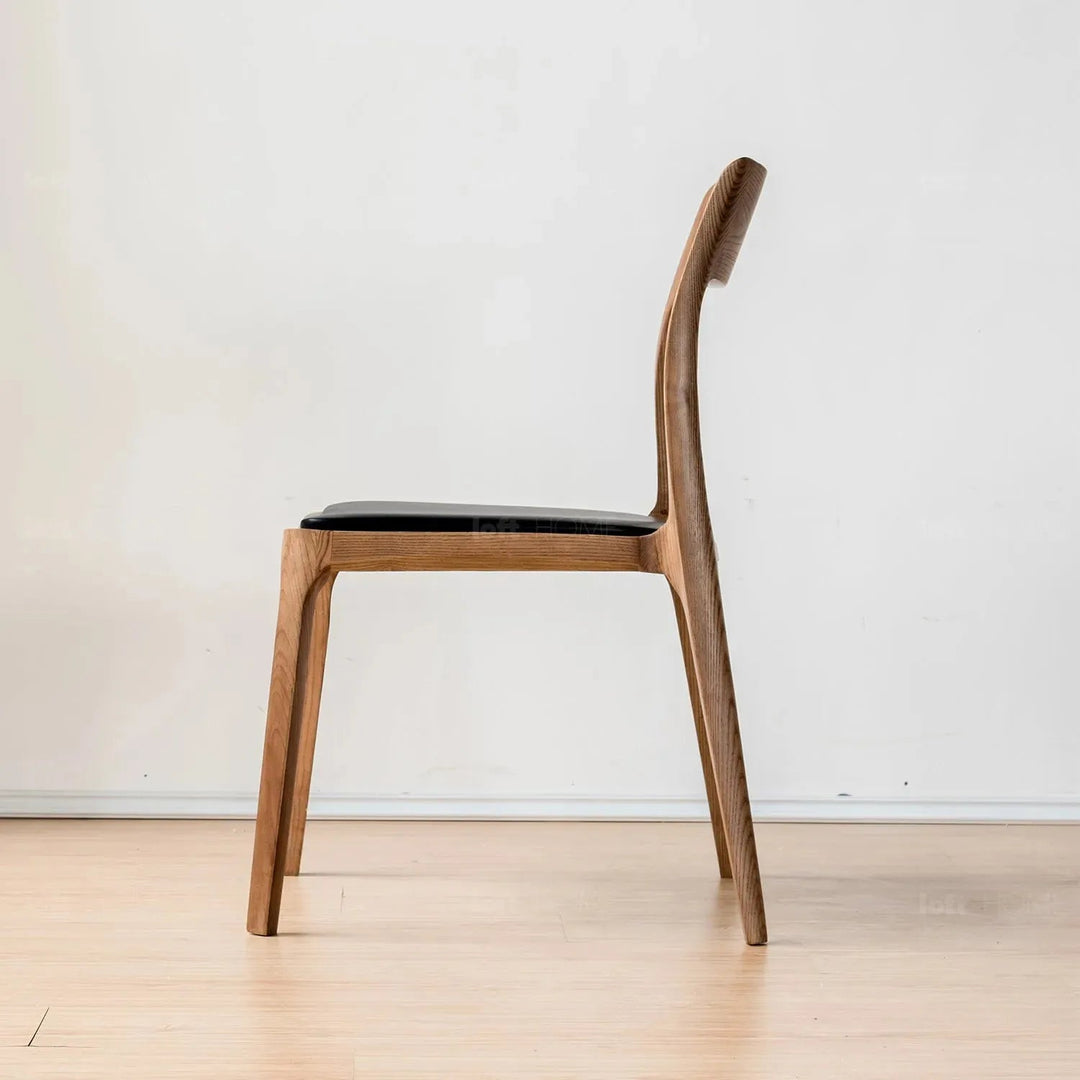 Japandi wood dining chair sleek with context.