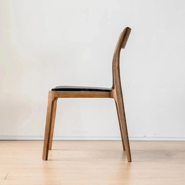 Japandi wood dining chair sleek with context.