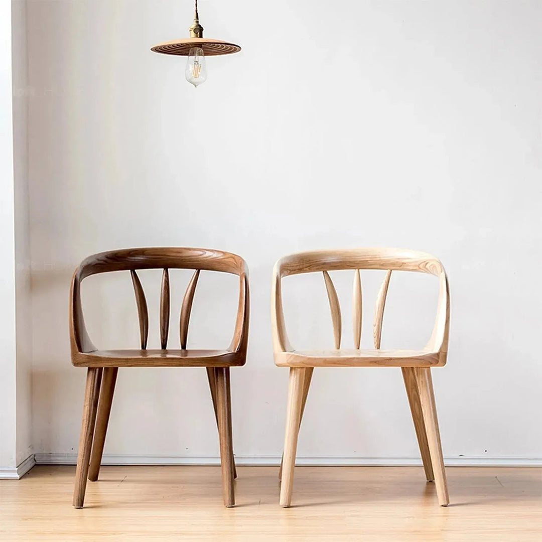 Japandi wood dining chair vero layered structure.