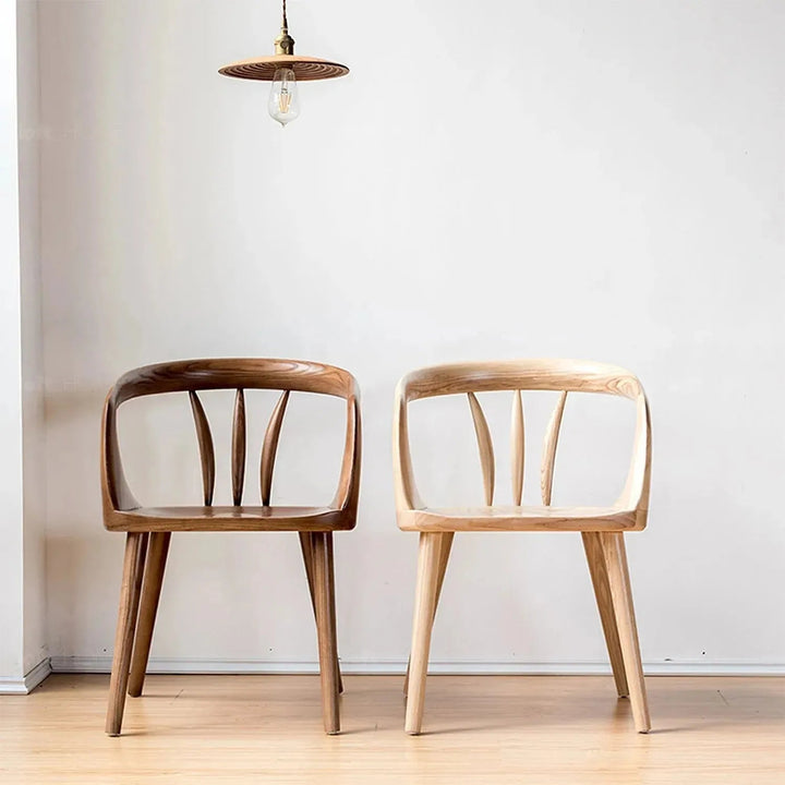 Japandi wood dining chair vero layered structure.