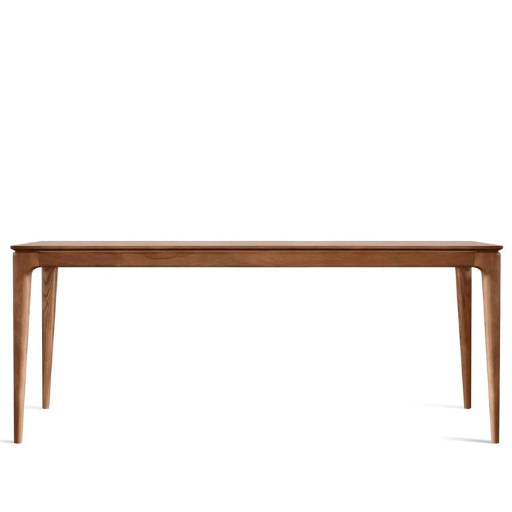 Japandi wood dining table adeline in white background.