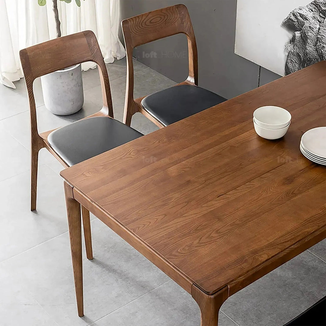 Japandi wood dining table adeline in details.
