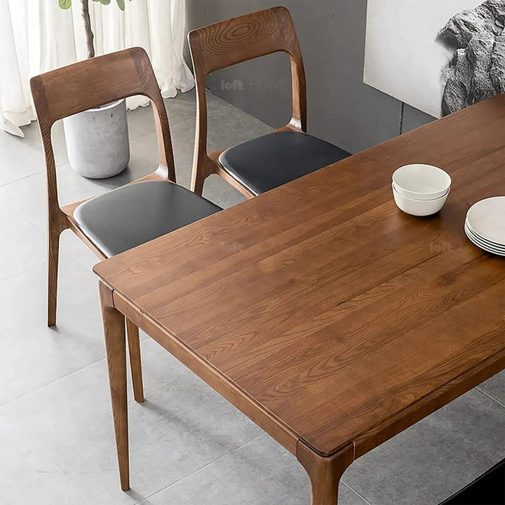 Japandi wood dining table adeline in details.