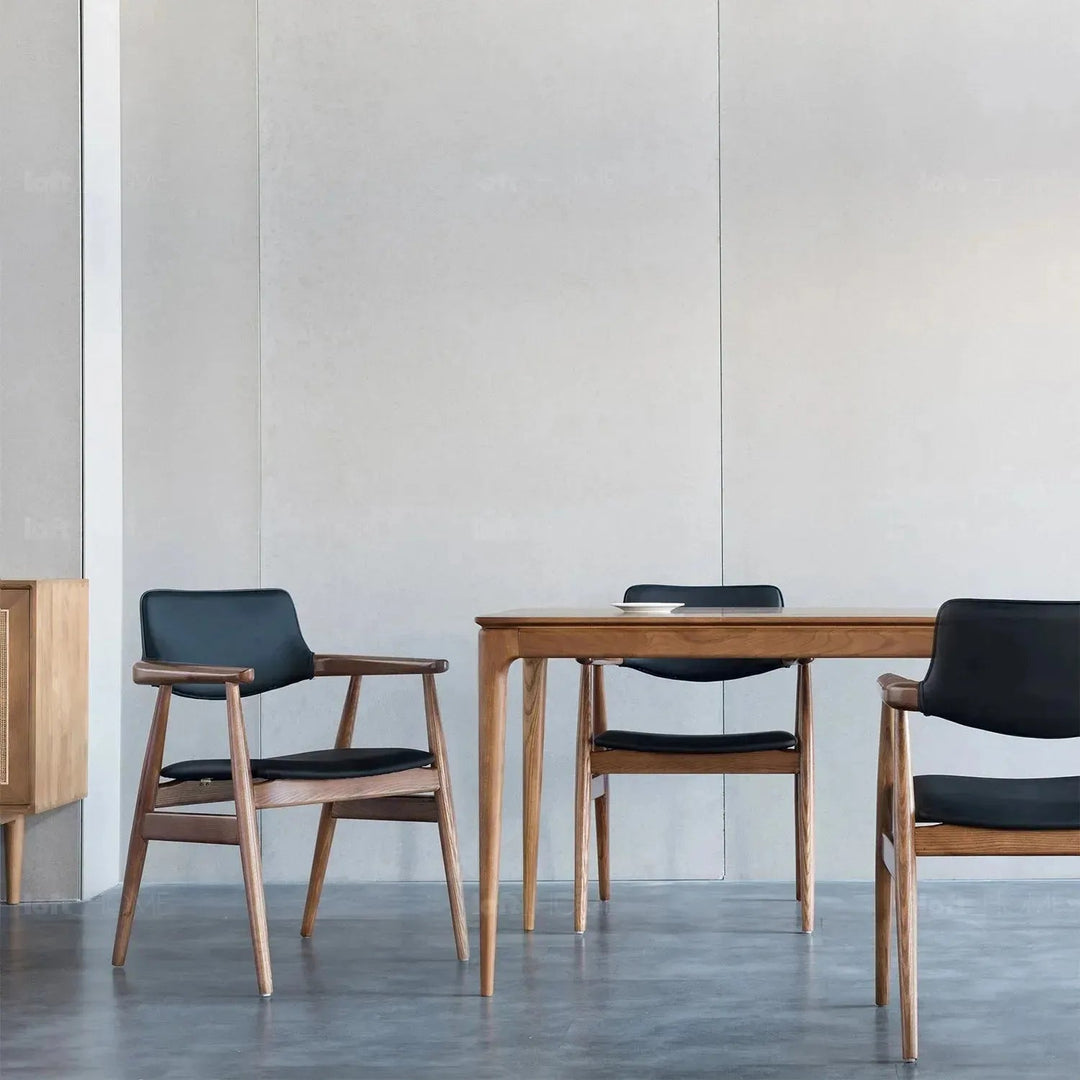 Japandi wood dining table adeline with context.