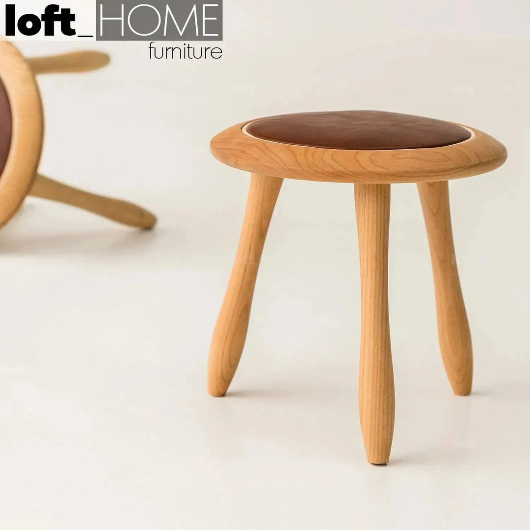 Japandi Wood Round Stool 2pcs Set PETITE