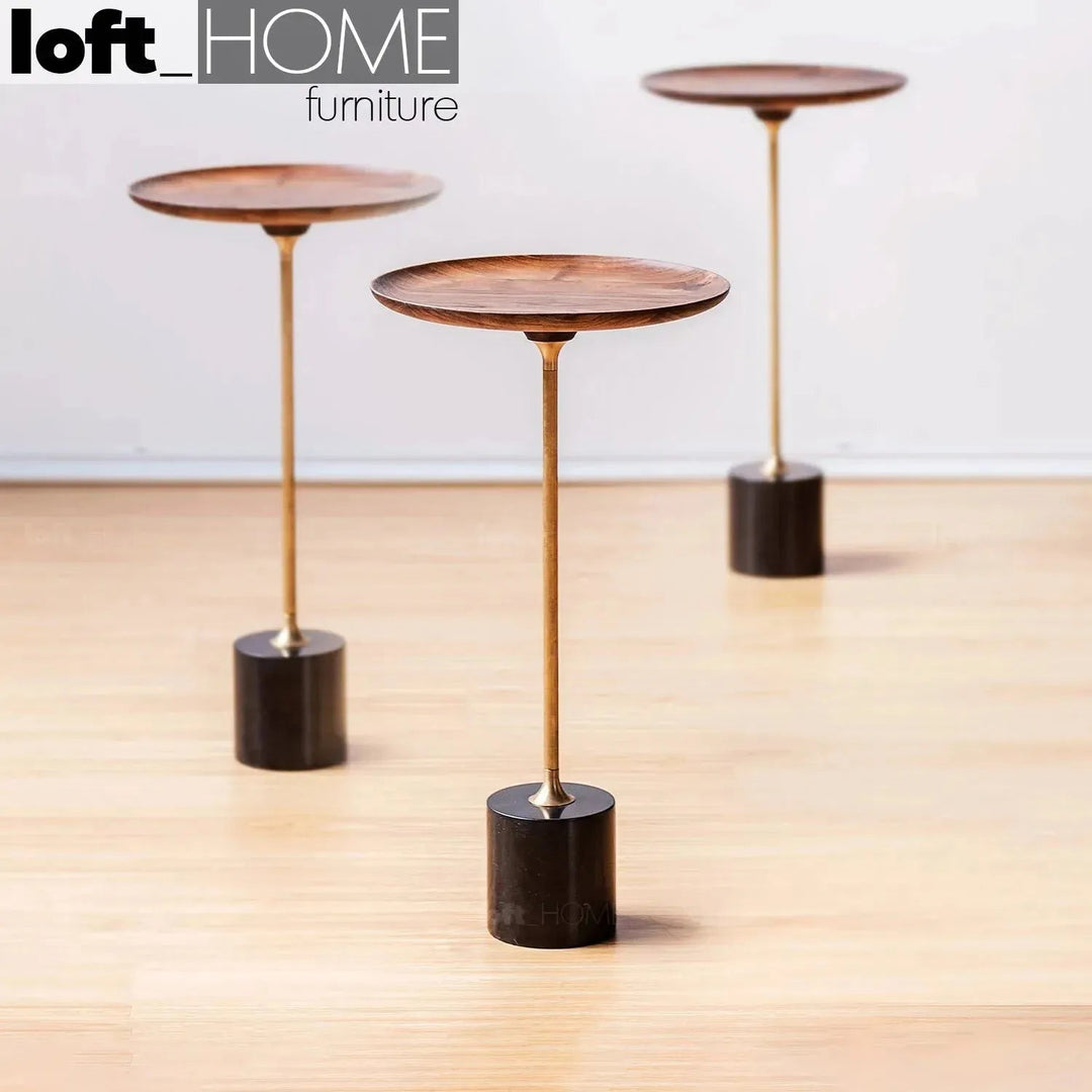 Japandi wood side table cocktail primary product view.