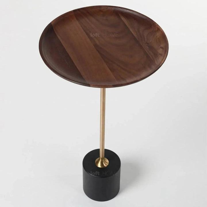 Japandi wood side table cocktail in real life style.