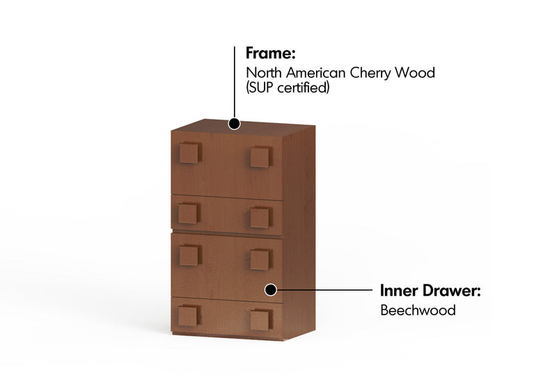 Scandinavian Cherry Wood Modular Cabinet NIMBUS Material Details Chart