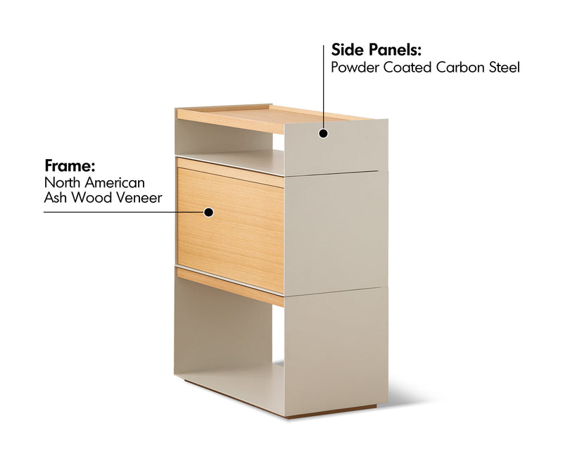 Minimalist Ash Wood Veneer Modular Cabinet AESOP Material Details Chart