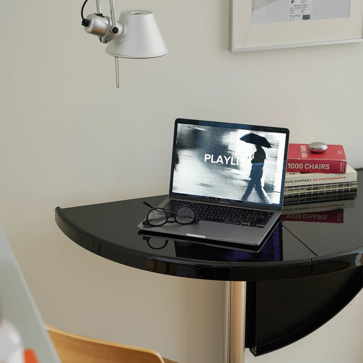 Minimalist abs steel round dining table donut in still life.