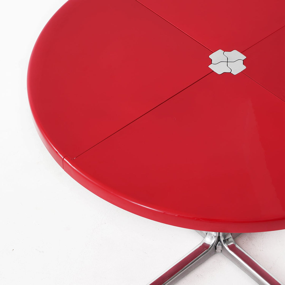 Minimalist abs steel round dining table donut layered structure.