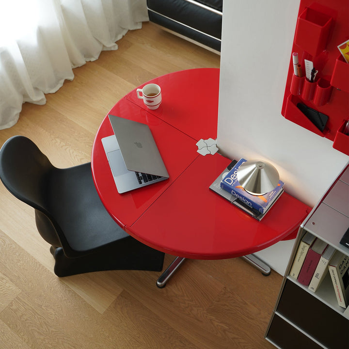 Minimalist abs steel round dining table donut material variants.